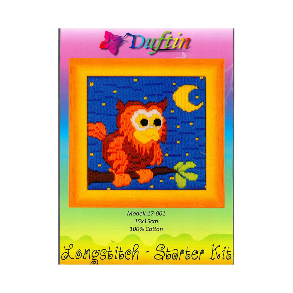 Duftin 15x15 cm Baykuş Desenli Uzun İşleme Nakış Kiti
